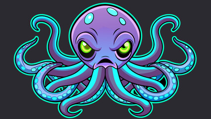 Sticker - blue octopus with a crown