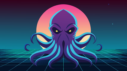 Sticker - illustration of a octopus in the sea