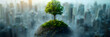 Icon reduce CO2 emission concept on the top view ,
A tree with a world map on it
