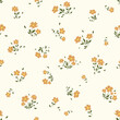 Vector illustration. Seamless pattern, small flowers on a beige background. Ditsy floral pattern, field of flowers, print for fabric, textile, wallpaper, baby clothes, wrapping paper