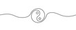 One continuous line drawing of Yin yang symbol sign. Vector illustration, tattoo design