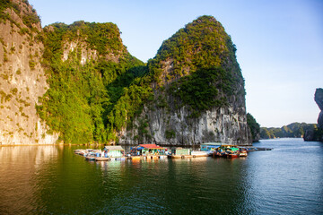 Wall Mural - beautiful limestone rocks and secluded beaches in Ha Long bay, UNESCO world heritage site, Vietnam