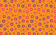 Purple Flower Color On Orange Backgroound Seamless Pattern JPG