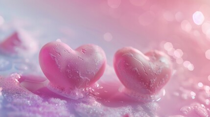 Wall Mural - Charming Pastel Hearts. Whimsical hearts on a pastel pink background symbolize the love and tenderness of Valentine's Day.