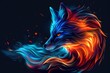 A digital painting of a wolf's head. A magical creature made of fire.