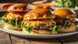 © AounMuhammad - Delicious Gourmet Cheeseburgers with Fresh Ingredients Served on a Chic Plate