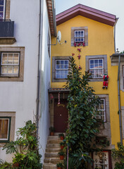 Poster - Residential buildings in Ribeira area in historic part of Porto, Portugal