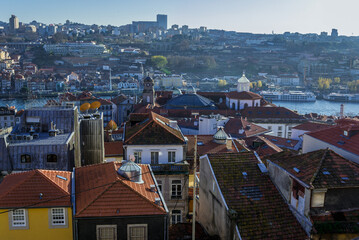 Wall Mural - Aerial view on the historic part of Porto city, Portugal