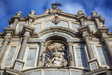 Poster - Saint Agatha niche of Cathedral of Saint Agatha in historic part of Catania, Sicily Island, Italy