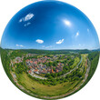 Idyllisches Altmühltal bei Pappenheim südlich von Weißenburg, Little Planet-Ansicht, freigestellt