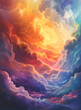 Colorful sky with clouds rainbow colors dreamy clouds background. High-resolution