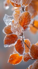 Wall Mural - A close up of a plant with frost on it