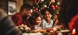 © Postproduction - Family enjoying festive meal together during Christmas celebrations. Holiday traditions and togetherness.
