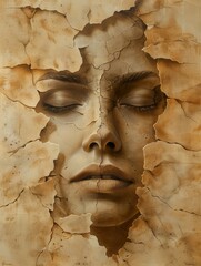 Wall Mural - Sands of time eroding away a face