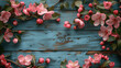 Frühlingsanfang: Kirschblüten auf Vintage-Holz: Hintergrund