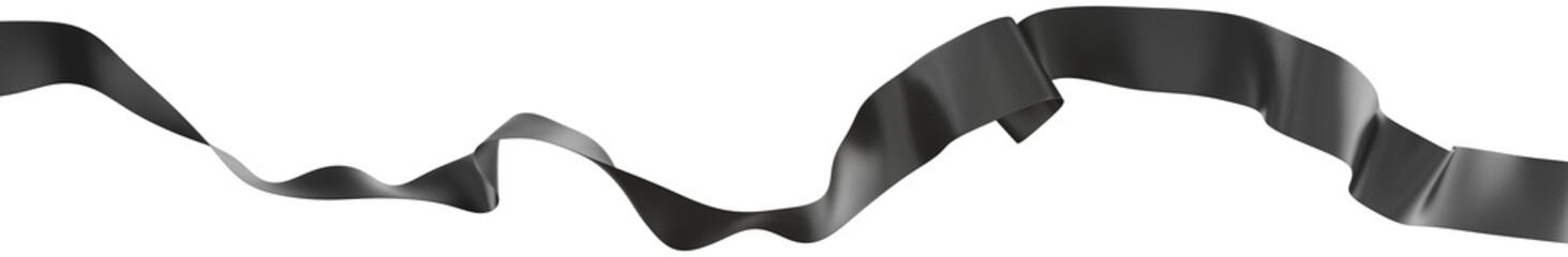 Wall Mural - smooth black ribbon isolated on transparent background. 3d render