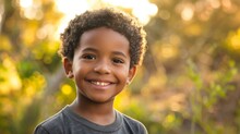 Young Boy With A Radiant Smile Standing Against A Textured Light Blue Wall With A Shadow Of A Tree Branch On His Face.. Beautiful Simple AI Generated Image In 4K, Unique.