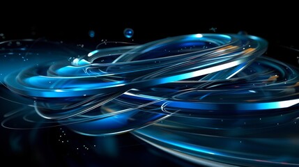 abstract 3d blue swirl technology design on a black background