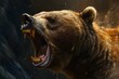 Terrifying Angry grizzly roaring. Wildlife predator. Generate Ai