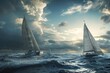 Competitive Yacht Racing on Choppy Sea Waters