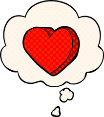 Wall Mural - cartoon love heart with thought bubble in comic book style