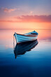 Peaceful sailing, background boat at sunset