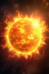 Wall Mural - a vibrant yellow sun shining in the vastness of space. ideal for educational materials or astronomy 