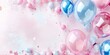 Soft pink and blue balloons, light background, perfect for baby shower banner 