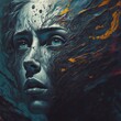 Whispers in the Dark: Navigating the Depths of Anxiety, Mental Health Metaphors, State of Mind, Surreal Mental Health Art, Abstract, Painting, Illustration