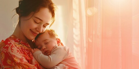 Close up portrait of happy mother and her little daughter. Happy family and motherhood concept