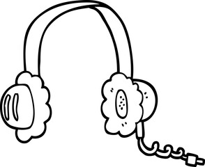 Wall Mural - line drawing cartoon music headphones