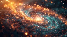 A Galaxy With A Bright Orange Spiral And Blue And Green Swirls. The Galaxy Is Filled With Glittering Stars And Is Surrounded By A Dark Background