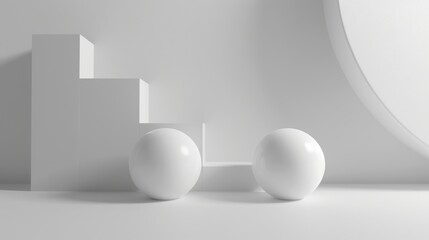 Poster - Three white vases on a white surface. Ideal for interior design projects