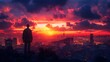© Wuttichai - Silhouetted Leader Contemplating the City Skyline at Dawn s First Light