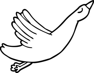 Wall Mural - line drawing cartoon flying goose