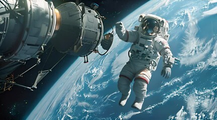 astronaut with beautiful planet background