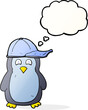 © lineartestpilot - freehand drawn thought bubble cartoon penguin wearing hat