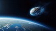 Cosmic threat to Earth's civilization - an asteroid entering the Earth's atmosphere.