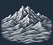 Mountains. Vintage woodcut engraving style vector illustration. Dark background