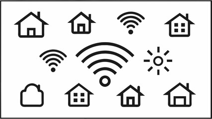 Wall Mural - wireless-technology-web-icons-set-vector Illustration