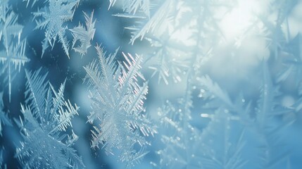 Canvas Print - Frost covered window close up. Suitable for winter themes