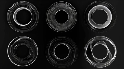 Sticker - A black and white photo of various rings. Suitable for jewelry or fashion concepts