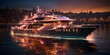 Cruise ship in the harbor of Istanbul at night, Turkey.
