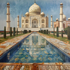 Wall Mural - Taj Mehal Detailed High QUALITY Wallpaper generated in AI