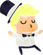freehand drawn retro cartoon of kawaii cute prom boy