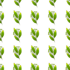 Wall Mural - Simple green leaves pattern