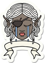 Wall Mural - sticker of a crying elf rogue character face with banner