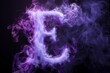 E letter formed by purple vapor on black background, 3D illustration