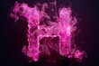 H letter formed by pink smoke on black background, 3D illustration