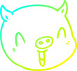 cold gradient line drawing of a cartoon pig face